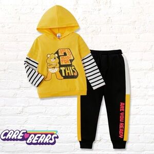 Care Bears Boys Funshine Bear 2 Piece Hoody and Sweatpants Set Size 3/4